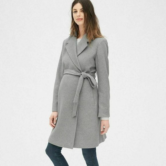 Scarf Gap Wool Blend Coat Banana Republic Brown Wool-Blend